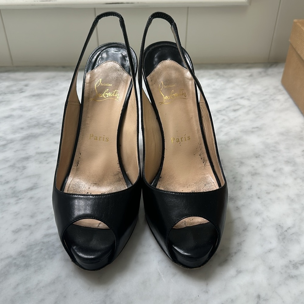 CHRISTIAN LOUBOUTIN No Prive 120 Kid/Cuoio Leather Black Size 38 - Picture 8 of 10